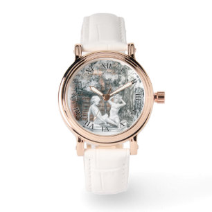 Weiße Figuren der Mädchen des städtischen Springbr Armbanduhr