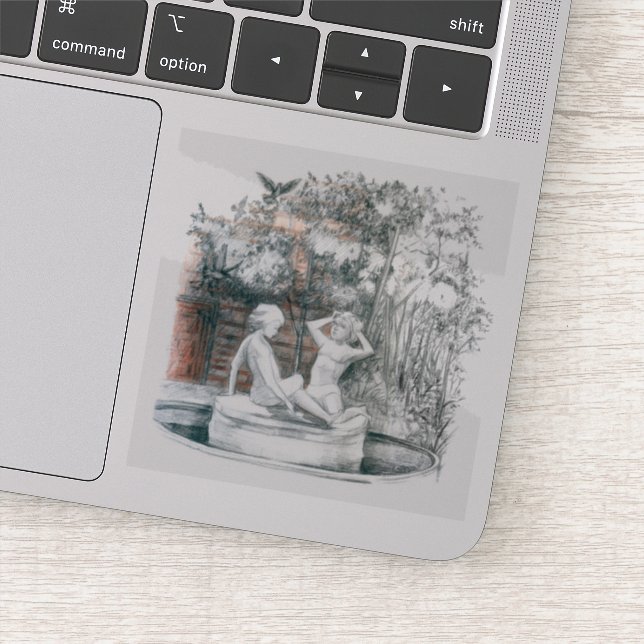 Weiße Figuren der Mädchen des städtischen Springbr Aufkleber (Detail)