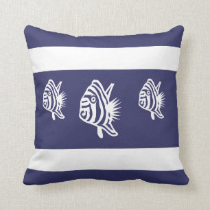 weiße Fische auf weicher Marine PILLOW Küstenleben Kissen