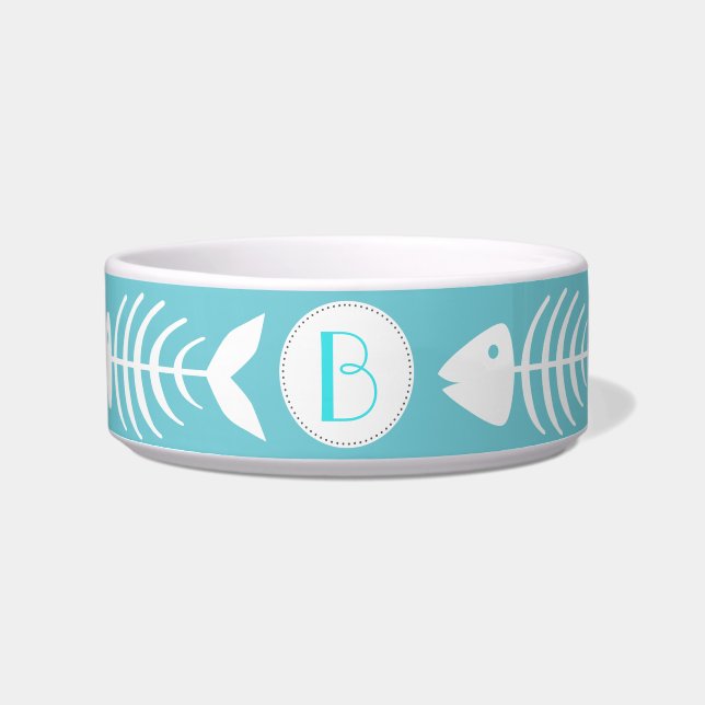 Weiße Fischknochen aus dem Cyan Blue Napf (Vorderseite)