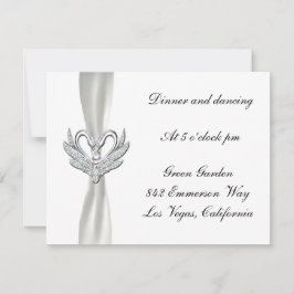 Weiße Flachbandsilber Schwänzt Empfang-Karte Einladung