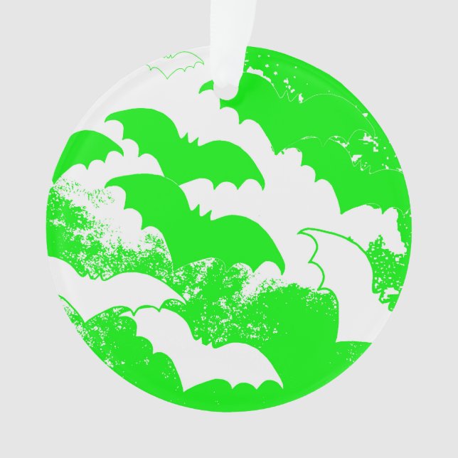 Weiße Fledermäuse in Fliegengrün Ornament (Vorderseite)