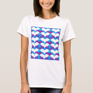Weiße Fledermäuse und Bohnen blau rosa T-Shirt