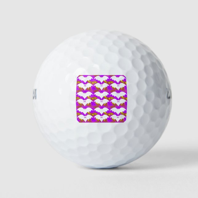 Weiße Fledermäuse und Bohnen rosa gelb Golfball (Vorderseite)