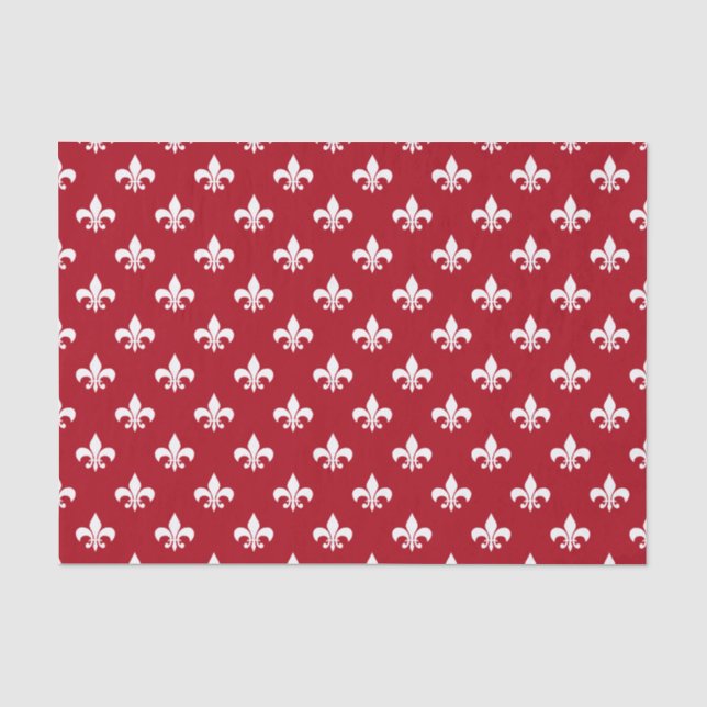 Weiße Fleur-de-lis auf dunkelrot Seidenpapier (Vorderseite)
