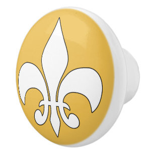 Weiße Fleur-de-Lis-Keramik Keramikknauf