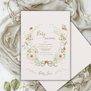 Weiße Flieder Whimsical Vintage-Baby-Party Einladung