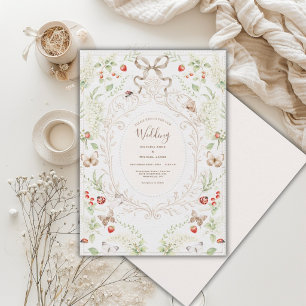 Weiße Fliederlaunevolle Vintage-Hochzeit Einladung
