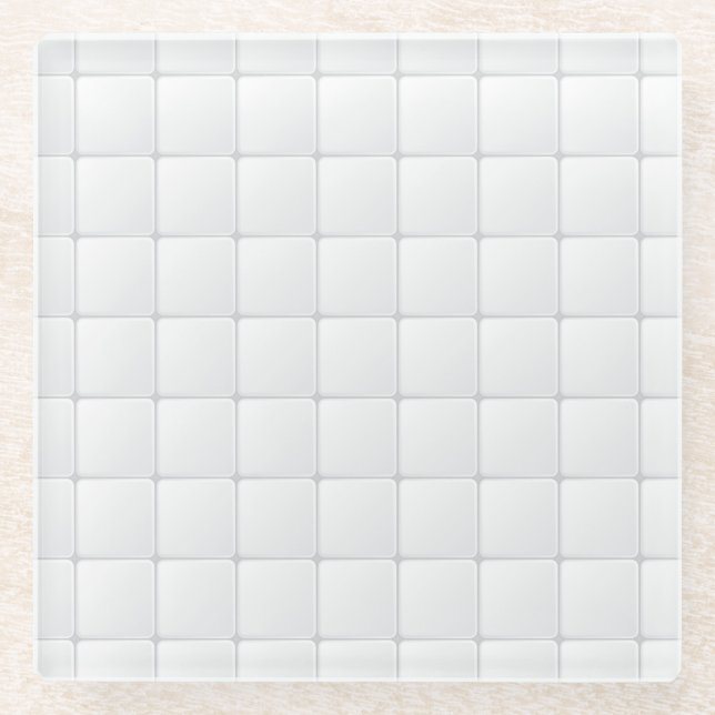 Weiße Fliese Glasuntersetzer (Vorderseite)