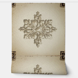 Weiße Fliese mit grüner Transferdekoration Tapete