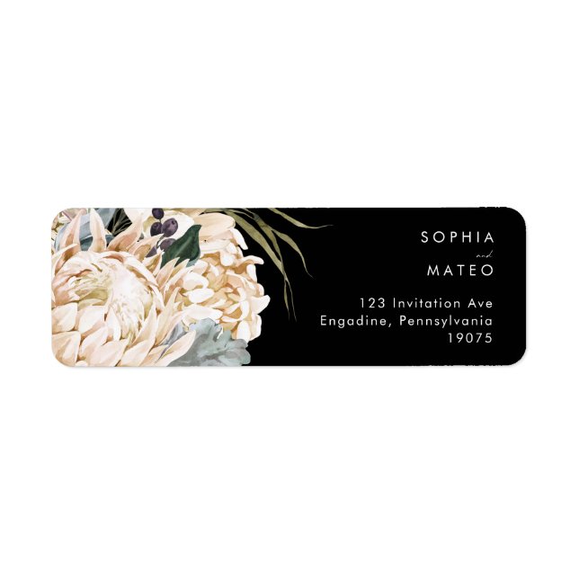 Weiße Flora | Black Return Address Label (Vorne)