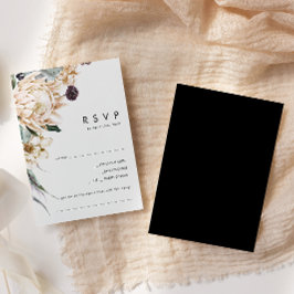 Weiße Flora | Black Song Request RSVP Card Karte