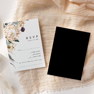 Weiße Flora Black Song Request RSVP Card Karte