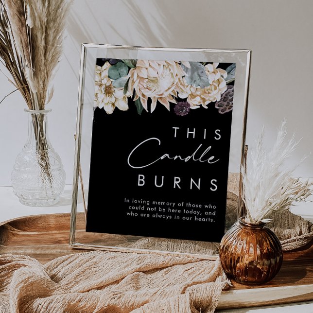 Weiße Flora | Black This Candle Burns Sign Poster (Von Creator hochgeladen)