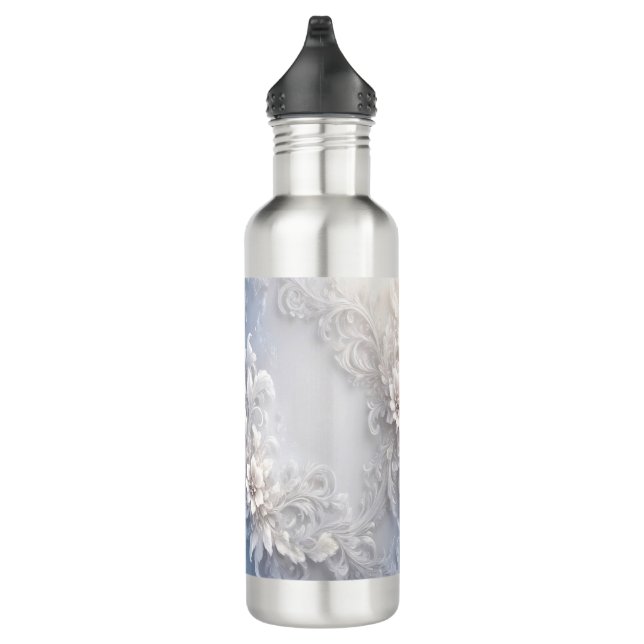 Weiße Flora Blüh Wasser Flasche Edelstahlflasche (Rechts)