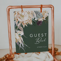 Weiße Flora | Dark Green Guest Book Sign