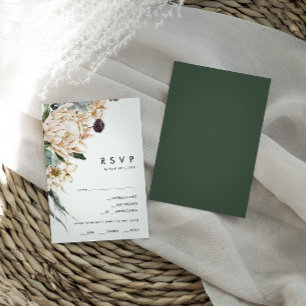 Weiße Flora Dark Green Menu Choice RSVP Card