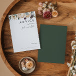 Weiße Flora | Dark Green Wedding Advice Card Hinweiskarte<br><div class="desc">Wir entwarfen diese weiße Blume | Dark Green Wedding Advice Card zum Abschluss Ihrer rustikalen dunklen tropischen Hochzeit. Die böhmische Aquarellanlage mit ihren modernen böhmischen Blume, wie Protea, Dahlia und getrockneter Lotus, ist ein Set für das modisch-minimalistische Grün und Weiß. Ändern Sie den Text und fügen Sie ein Foto, um...</div>