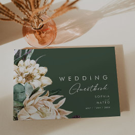 Weiße Flora | Dark Green Wedding Guest Book Gästebuch