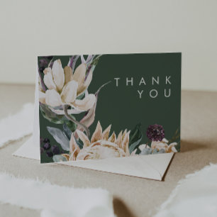 Weiße Flora   Dunkelgrüne Dankeschön-Karte Dankeskarte
