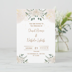 Weiße Flora Elegante Einladung zur Hochzeit