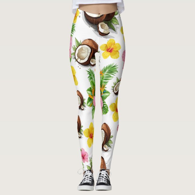 Weiße Flora Leggings (Vorderseite)