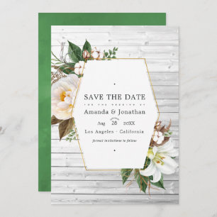 Weiße Flora Rustikales Foto für Hochzeiten im Stal Save The Date