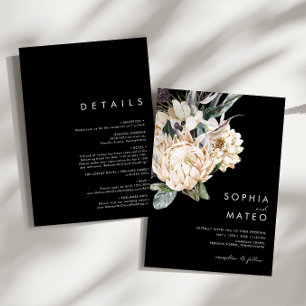 Weiße Flora Schwarz in einer Hochzeitseinladung Einladung