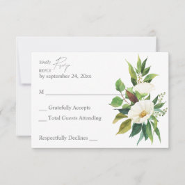 Weiße Flora und Fauna zu den Mahlzeiten RSVP-Karte RSVP Karte