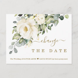 Weiße Flora verändert das Datum der Hochzeit versc Postkarte