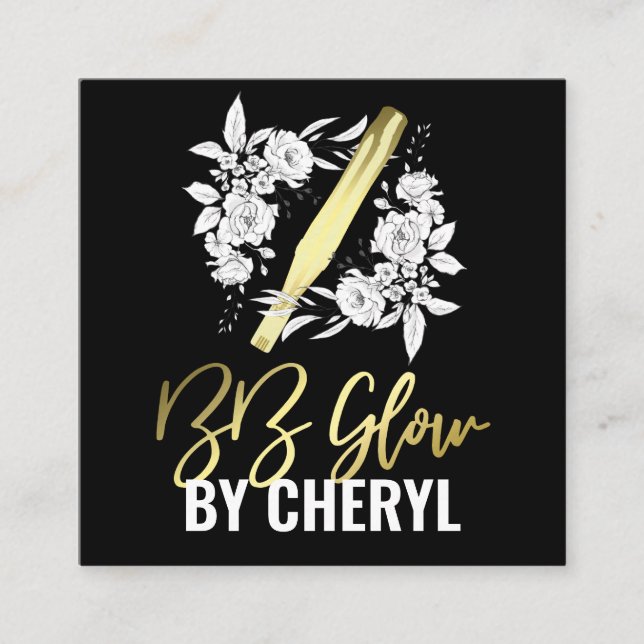 Weiße Floral-BB-Glow-Behandlung Quadratische Visitenkarte (Vorderseite)