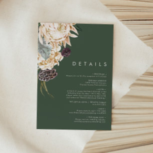 Weiße Floral Dunkelgrüne Details Einlegerkarte Begleitkarte