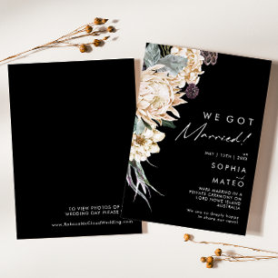 Weiße Floral Schwarze Elopement-Ankündigung Einladung