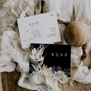 Weiße Floral Schwarze Song Request RSVP Karte