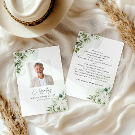 Weiße Floral-Traueranzeige-Einladung mit Grün Einladung