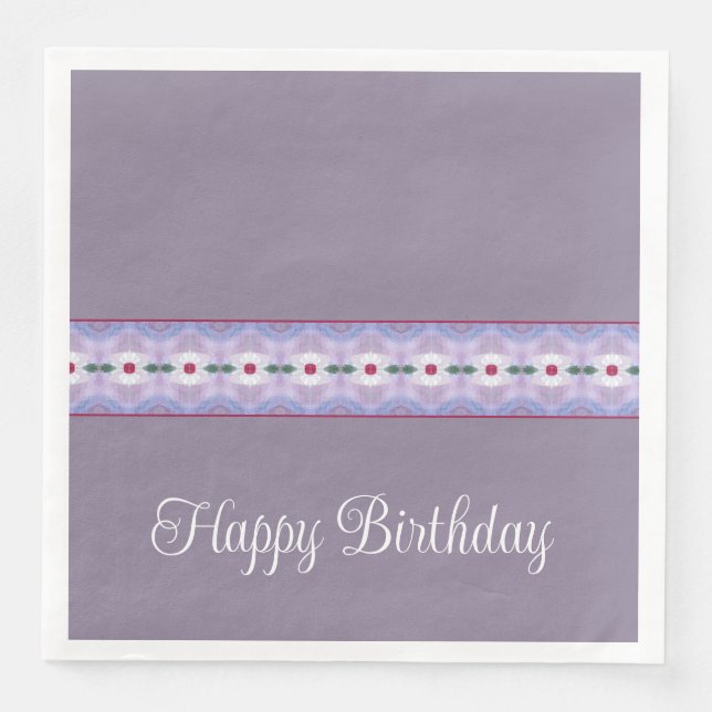 Weiße, florale Akzentuierung Gemustert Mauve Serviette (Vorderseite)