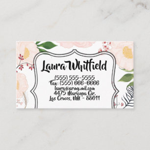 Weiße, florale Blume der Visitenkarte auf Weiß