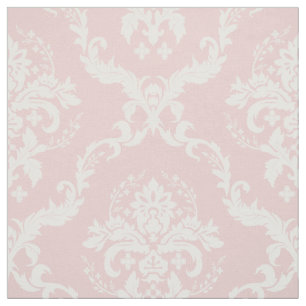 Weiße florale Damasken, in Pastellfarben, rosa im  Stoff