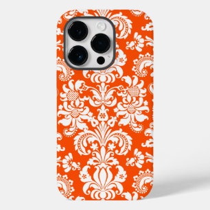 Weiße florale Damastmuster im Vintage-Stil auf Ora Case-Mate iPhone 14 Pro Hülle