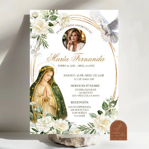 Weiße Florale Dame von Guadalupe Spanische Trauera Einladung