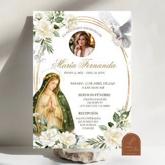 Weiße Florale Dame von Guadalupe Spanische Trauera Einladung