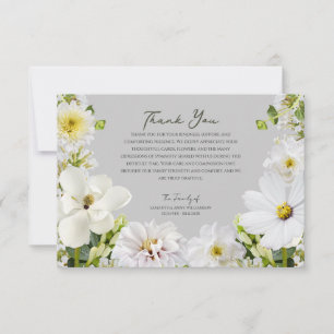 Weiße Florale Dankeskarten für Beerdigungen Dankeskarte