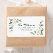 Weiße florale elegante Hochzeits-Adresse-Rücksende