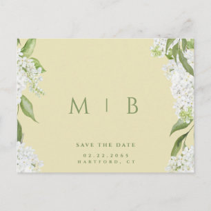 Weiße Florale Gelbe Moderne Hochzeit Termin speich Postkarte