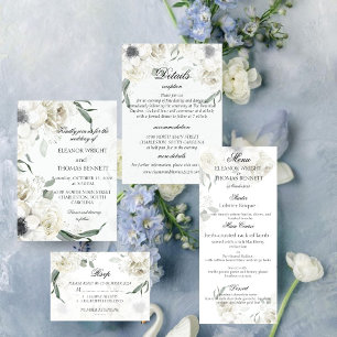 Weiße Florale Grünpflanzen Botanische Hochzeitsein Einladung