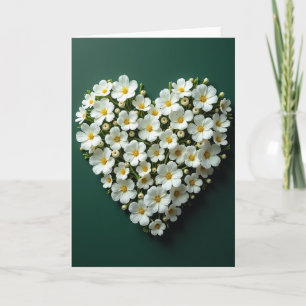 Weiße florale Herz-Liebeskarte Karte