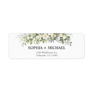 Weiße florale Hochzeit-Rücksende-Adressetikett