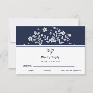 Weiße Florale RSVP Karte