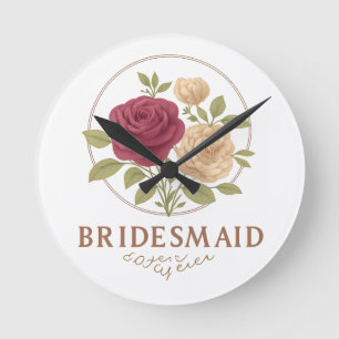 Weiße florale runde Uhr - Brautjungfer