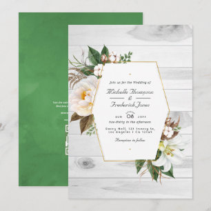 Weiße Florale Rustikale Scheunen-Land-Hochzeit QR- Einladung